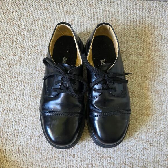 Vintage Mens Demonia Black Leather Steel Toed Shoes Size 10 main image 6